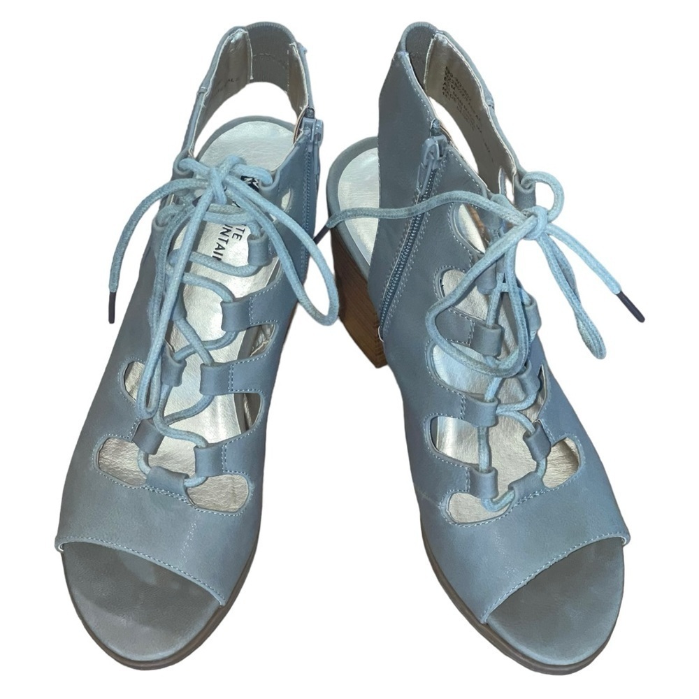 White Mountain gladiator style ghillie lace design sandals. Size 8 1/2M GUC - Picture 2 of 13